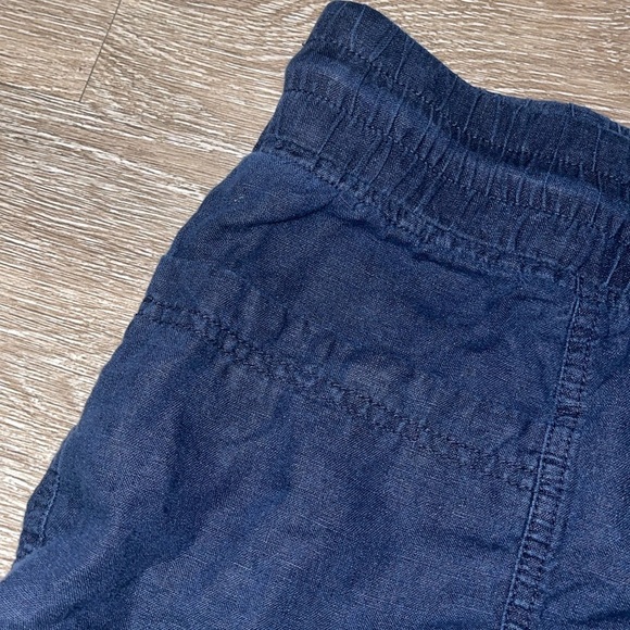 Athleta 100% linen Shorts size 6 navy blue  pull on athletic cotton blend - Picture 4 of 7